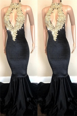 Kethole Junior Long Prom Dresses  Black | Mermaid Beads Appliques Evening Gowns_2