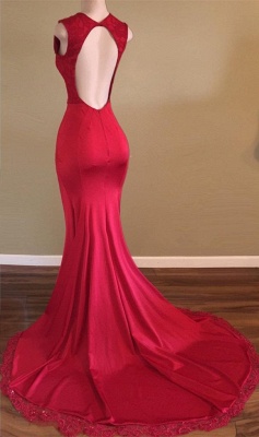 Beads Sleeveless V-neck Open Back Evening Gowns | Red Front Split Prom Dresses  sp0294_3