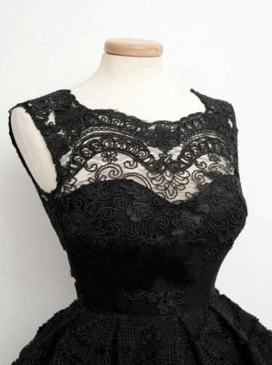 Knee Length Black Little Lace Dresses Sexy Short Homecoming Dresses_4