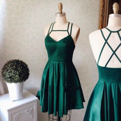 New Arrival Mini Green Sleeveless Spaghetti Straps Sexy Short Homecoming Dresses_3