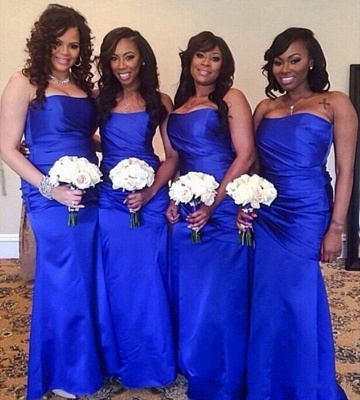 Royal-Blue Elegant Strapless Long Ruched Floor-Length Bridesmaid Dress_3