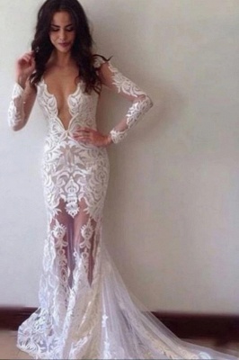 Glamorous Lace Sheath Long Sleeve Custom Made Prom Dress_2