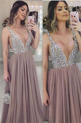 Fashion V-Neck Straps Sleeveless  Tulle Prom Dress_2