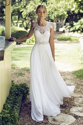 Beach Chiffon Sleeveless Summer Long Glamorous Wedding Dress_2