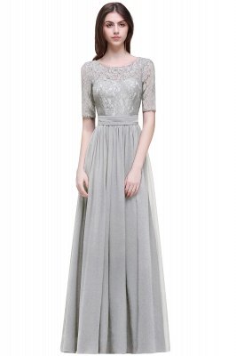 AUBRIELLE | A-line Scoop Chiffon Elegant Prom Dress With Lace_8