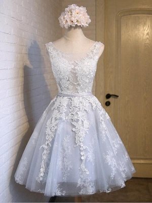 Sleeveless Tulle Lace Homecoming Custom Made A-line Scoop Lace Chic Dresses Cocktail Dresses_2