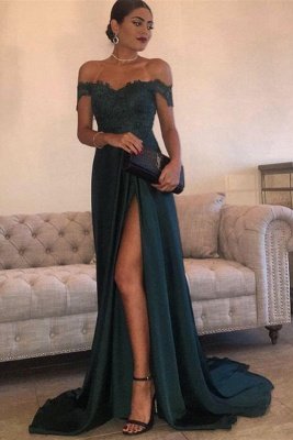 Long Lace Off-the-Shoulder Floor-Length Split Elegant Evening Dress_2