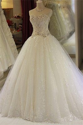 Sparkling Beaded Wedding Dresses | Sweetheart Sleeveless Lace Lace Appliques Bridal Dresses_2