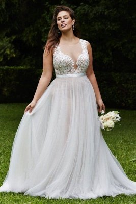 Sleeveless Sexy Court Train Lace Bridal Gowns | Sexy Tulle Scoop Wedding Dresses_2