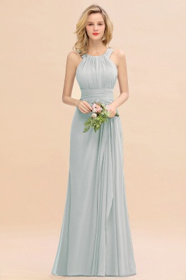 Halter Ruched Chiffon Mermaid Bridesmaid Dress Long Wedding Guest Dress_5