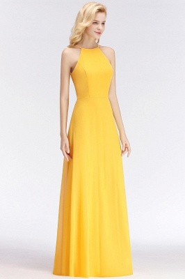Sleeveless Fashion Chiffon Sheath Yellow Long Bridesmaids Dresses_5