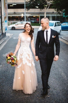 Robe de soirée en tulle en dentelle à manches longues magnifique_3