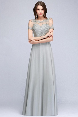 Appliques A-Line Cold-Shoulder Scoop  Beaded Silver Bridesmaid Dresses_7