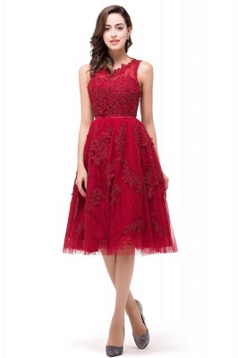 DANA | A-Line Knee-Length Red Lace Tull Prom Dresses with sequins_1