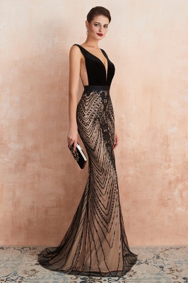 Superbes robes de bal longues noires sexy en velours | Robes de soirée élégantes sirène_9