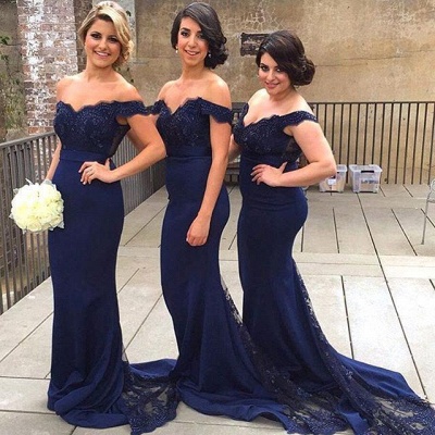 Sexy Mermaid Lace Off-the-Shoulder Beading Bridesmaid Dresses_5