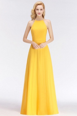 Sleeveless Fashion Chiffon Sheath Yellow Long Bridesmaids Dresses_2