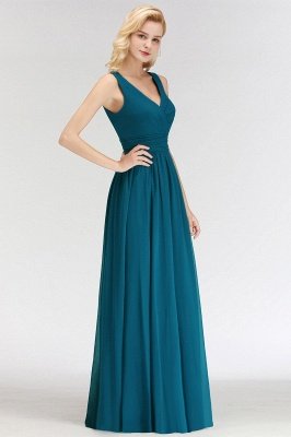 Sleeveless Chiffon Newest A-line Straps Floor-length Bridesmaid Dress_3