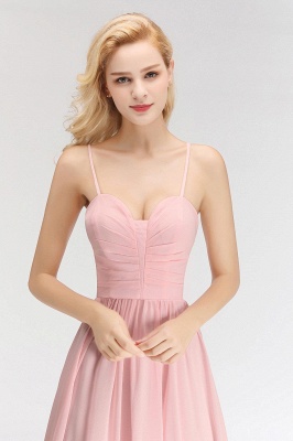Simple A-line Spaghetti-Strap Floor-length Sleeveless Chiffon Pink Zipper Bridesmaid Dress_3