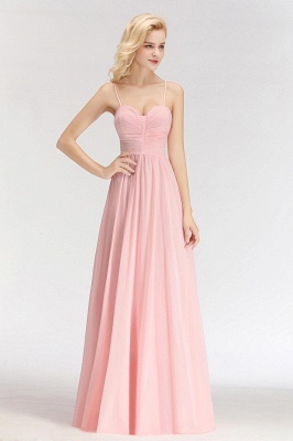 Simple A-line Spaghetti-Strap Floor-length Sleeveless Chiffon Pink Zipper Bridesmaid Dress_4