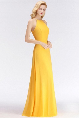 Sleeveless Fashion Chiffon Sheath Yellow Long Bridesmaids Dresses_3