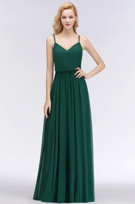 Elegant Chiffon A-Line Spaghetti-Straps Dark-Green Bridesmaid Dress_2