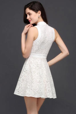 A-line Evening Mini Cute In-Stock Gowns Short High-Neck Prom Dresses_3