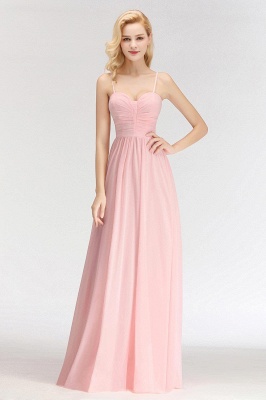 Simple A-line Spaghetti-Strap Floor-length Sleeveless Chiffon Pink Zipper Bridesmaid Dress_2