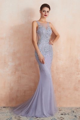 Gorgeous Scoop Neck Glitter Crystals Beadings Mermaid Prom Dress_8