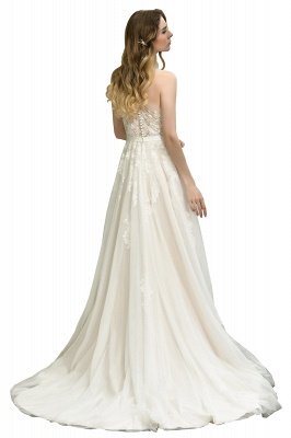 Elegant One Shoulder A-line Wedding Dress Lace Appliques_3