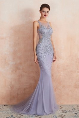 Gorgeous Scoop Neck Glitter Crystals Beadings Mermaid Prom Dress_6