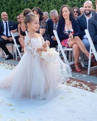 Princesa Vestido para niñas de flores Vestido de tul de manga larga con encaje Romántico_6