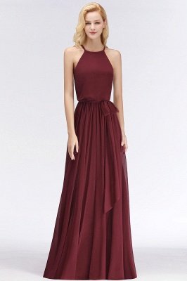 A-Line Chiffon Burgundy Simple  Bridesmaid Dress_2