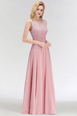 Spitze Wunderschöne U-Ausschnitt Ärmellos Bodenlang Langes Chiffon Brautjungfernkleid_5