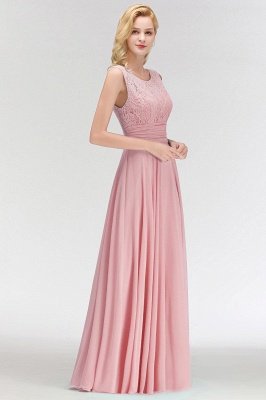 Spitze Wunderschöne U-Ausschnitt Ärmellos Bodenlang Langes Chiffon Brautjungfernkleid_4