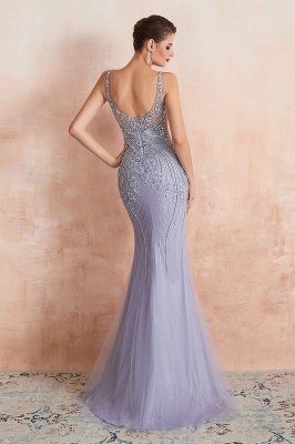 Gorgeous Scoop Neck Glitter Crystals Beadings Mermaid Prom Dress_5