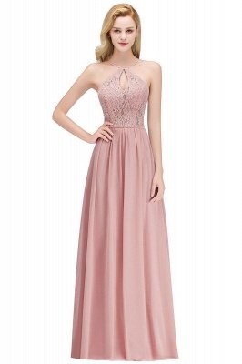 MADELEINE | A-line Keyhole Neckline Lace Top Long Spaghetti Bridesmaid Dresses_1