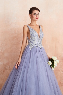 Robe de soirée chic Aline sans manches en dentelle florale Robe de bal en tulle_9