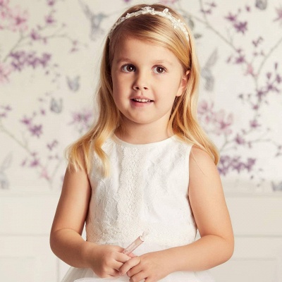 Lovely White Tulle Little Girl Dres for Wedding Sleeveless Jewel Neck Flower Girl Dress_4