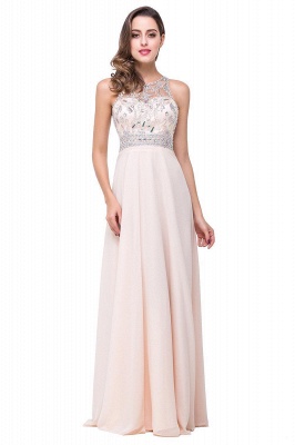 Light-Champagne Sleeveless Crystals Chiffon Long Prom Dresses_5