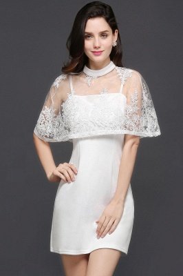 White Two-Piece High-Neck Cute Short Evening Dresses_2
