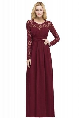 ROSALIE | A-line Floor Length Long Sleeves Lace Chiffon Bridesmaid Dresses_1