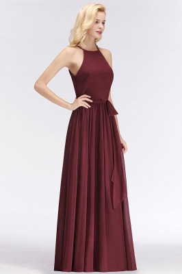 A-Line Chiffon Burgundy Simple  Bridesmaid Dress_3