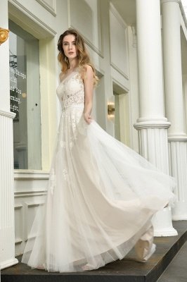 Elegant One Shoulder A-line Wedding Dress Lace Appliques_10