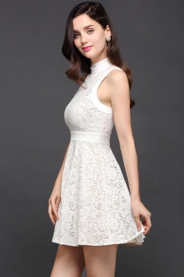 A-line Evening Mini Cute In-Stock Gowns Short High-Neck Prom Dresses_4