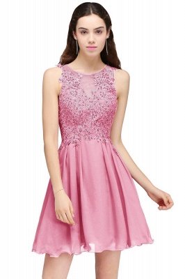 CARLEE | A-line Jewel Short Chiffon Burgundy Homecoming Dresses with Lace Appliques_2