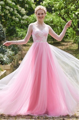 Lace Floor-length Sleeveless Straps Amazing Pink A-line Bridesmaid Dress_3