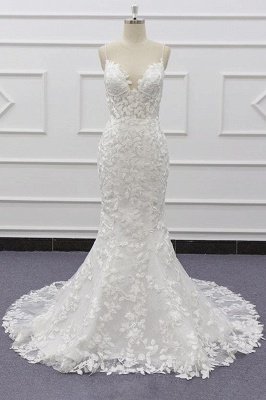 Robe de mariée sirène à bretelles spaghetti_1