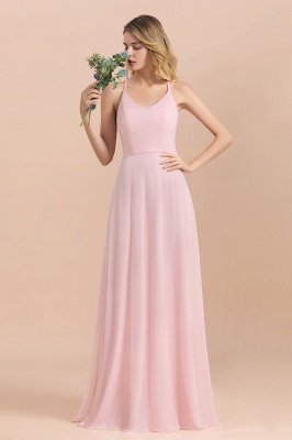 Halter Pink Chiffon Bridesmaid Dresses Backless Long Wedding Party Dress