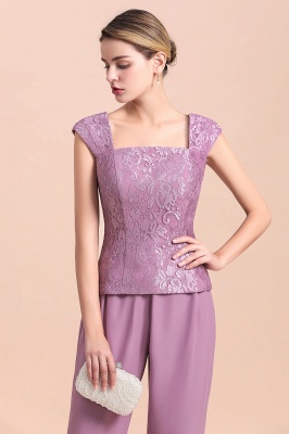 Elegant Lilac Lace Chiffon 3 Piece Mother of Bride Jumpsuit_10